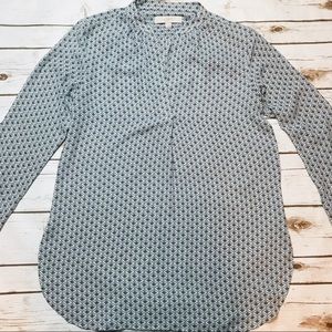 Ann Taylor LOFT Blue Printed Blouse Top
